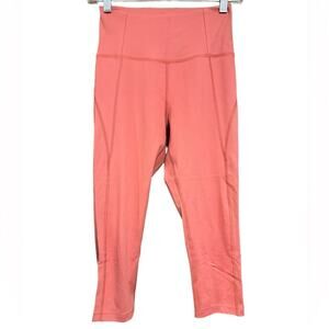 Girlfriend Collective High Waist Cropped Length Leggings in Peach Color Small